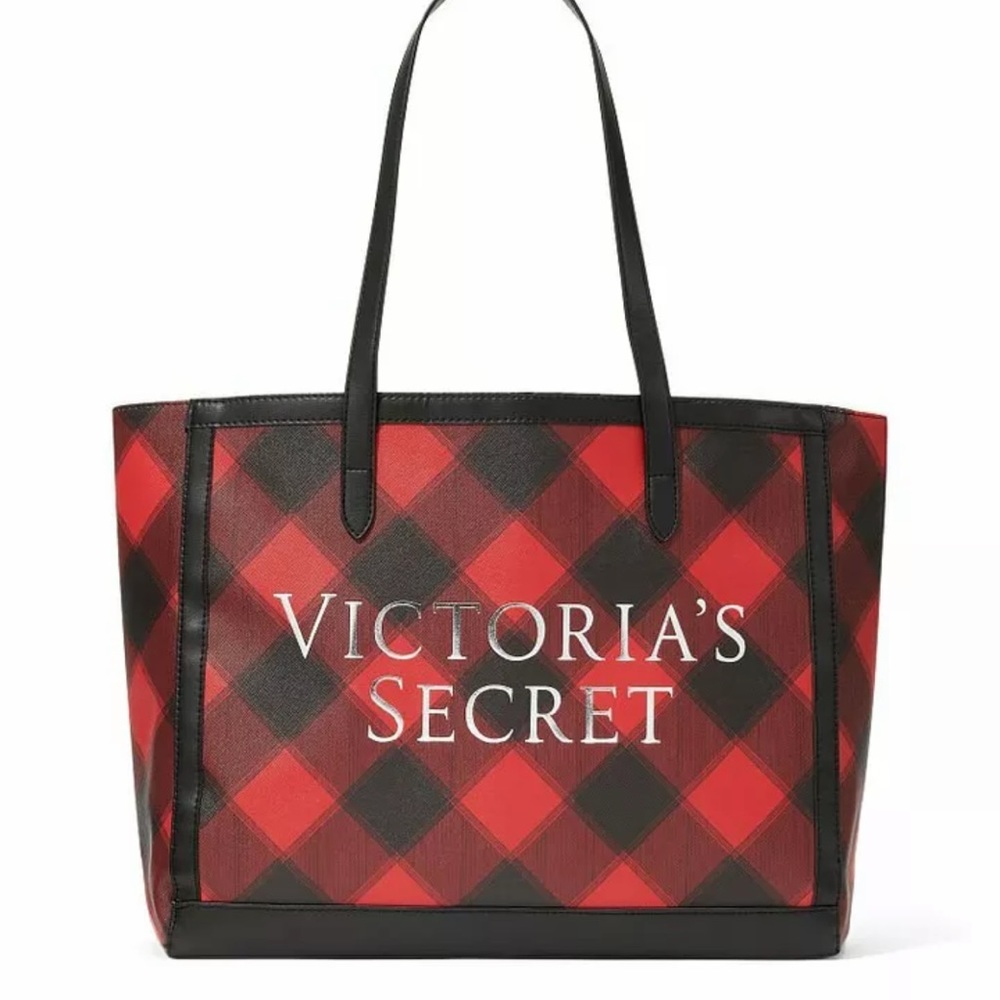 Victoria Secret Black & Red Plaid Tote